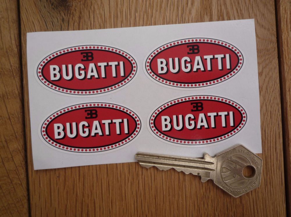 Bugatti Oval Stickers. 2" Set of 4.