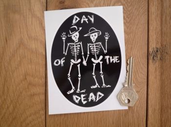 Day of the Dead Skeletons Black & White Oval Sticker. 5".
