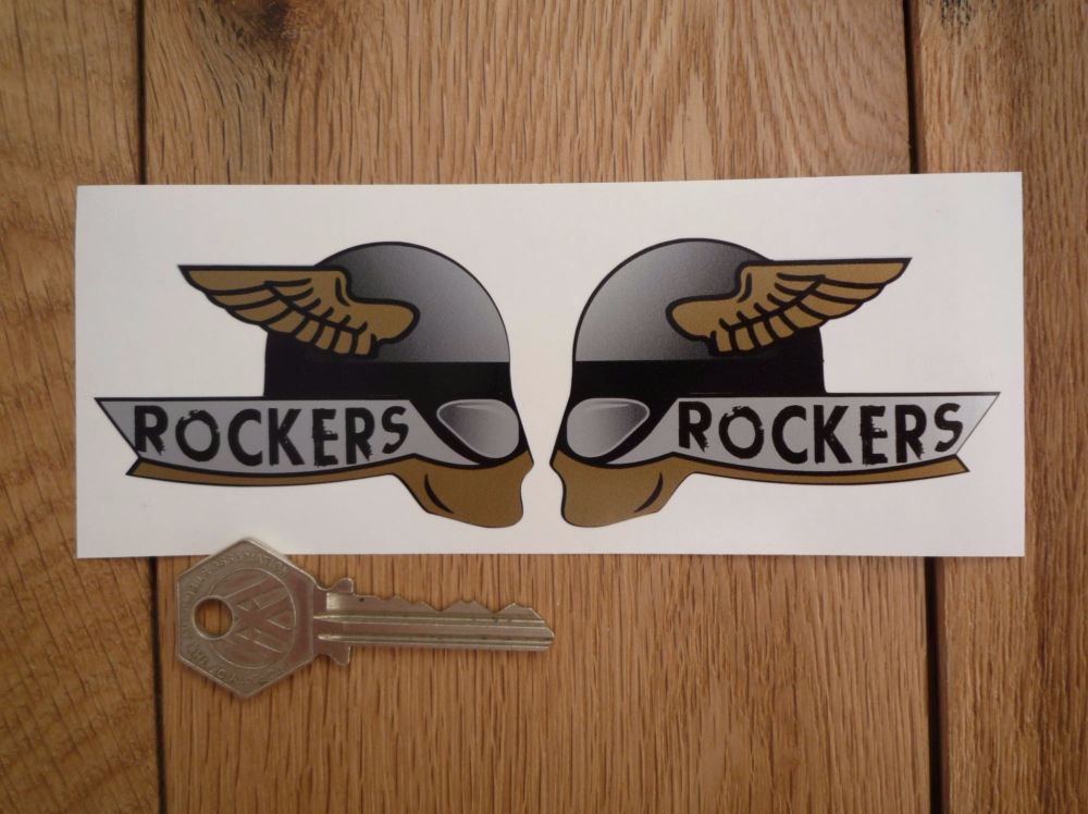 Rockers Winged Helmet Rider Silver Style Stickers. 3