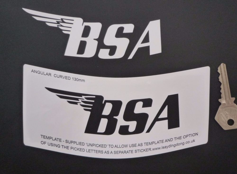 BSA Stencil Style Angular Curved Text Style Sticker. 5".