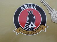 Ariel Horse's Head & Scroll Logo Sticker. 2.75".