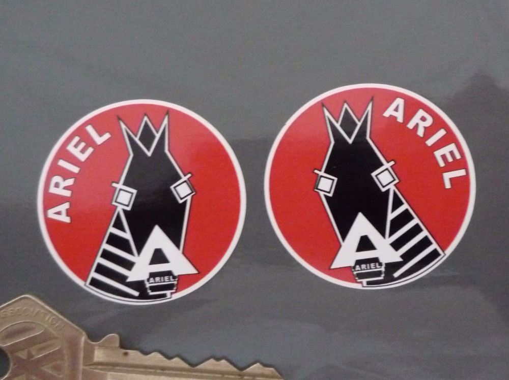 Ariel Horse's Head Handed Logo Stickers. 40mm Pair.