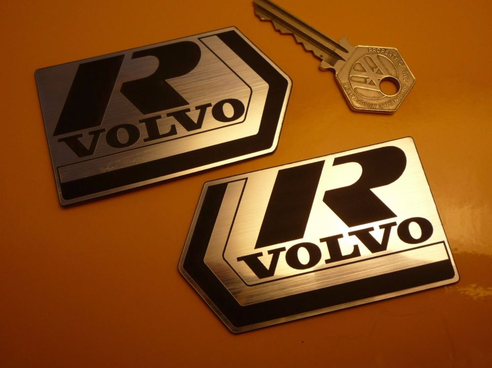Volvo R Self Adhesive Car Badges. 3.25" Pair.