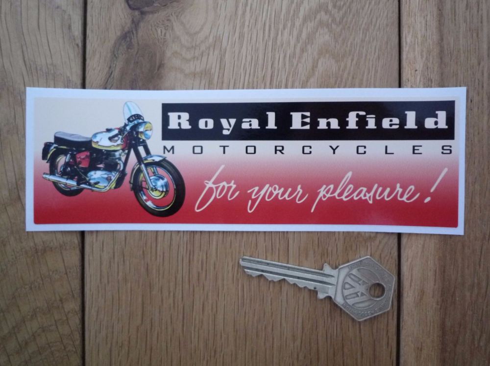 Royal Enfield Motorcycles For Your Pleasure! Oblong Sticker. 6.5