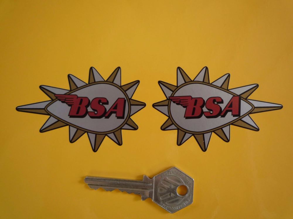 BSA Spiked Teardrop Stickers. 3", 4", or 5.5" Pair.