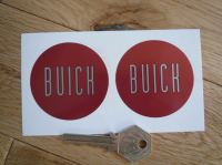 Buick Red & Silver Circular Stickers. 56.5mm Pair.