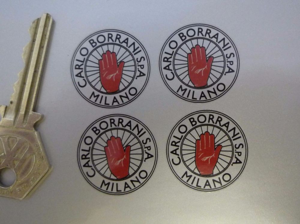 Carlo Borrani S.P.A. Milano Clear Stickers. Set of 4. 27mm.