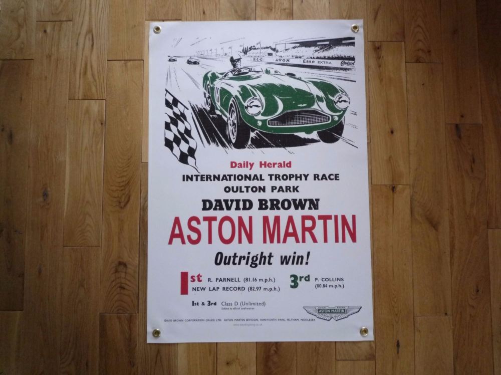 Aston Martin International Trophy Race Winner Art Banner. 20" x 30".