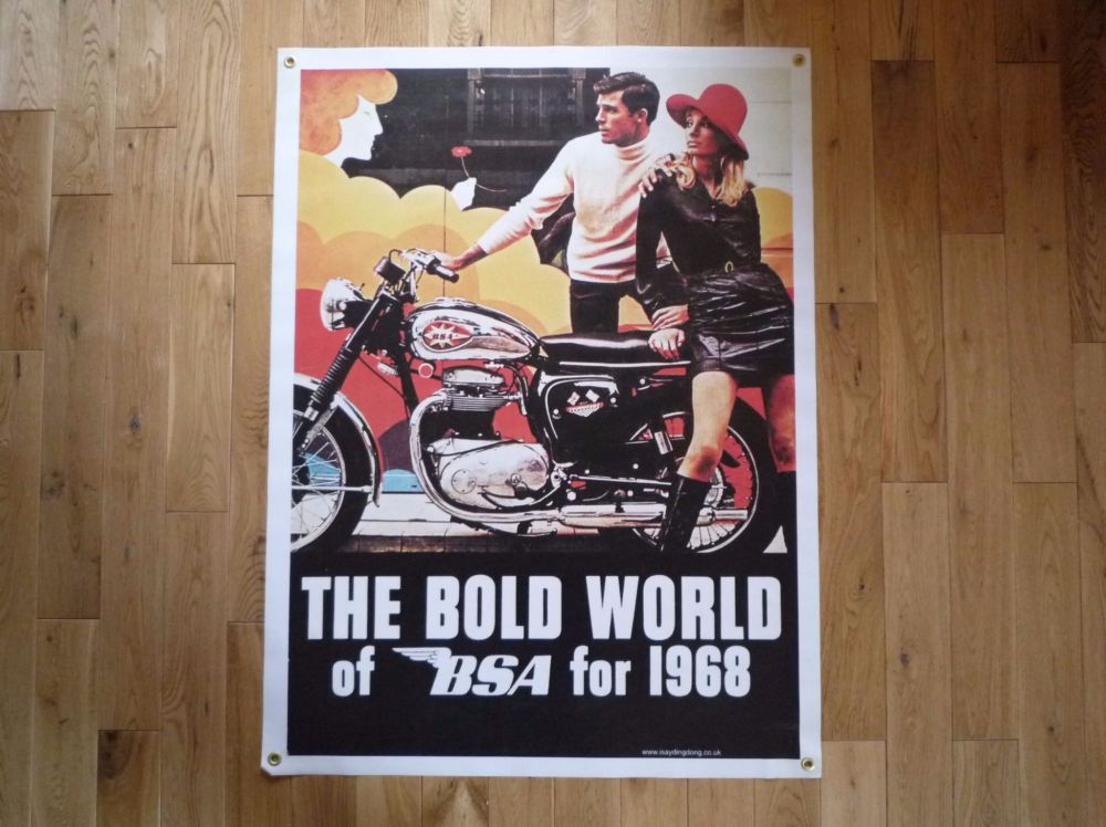VINTAGE BSA /'THE BOLD WORLD OF BSA FOR 1968/' BANNER