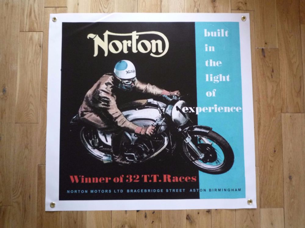 Norton Winner of 32 TT Races Banner Art. 26" x 26".