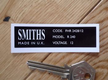 Smiths Heater Label FHR 2428/12 Sticker. 73mm.