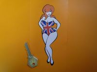 Redhead Girl Standing in Union Jack Bodysuit Sticker. 4