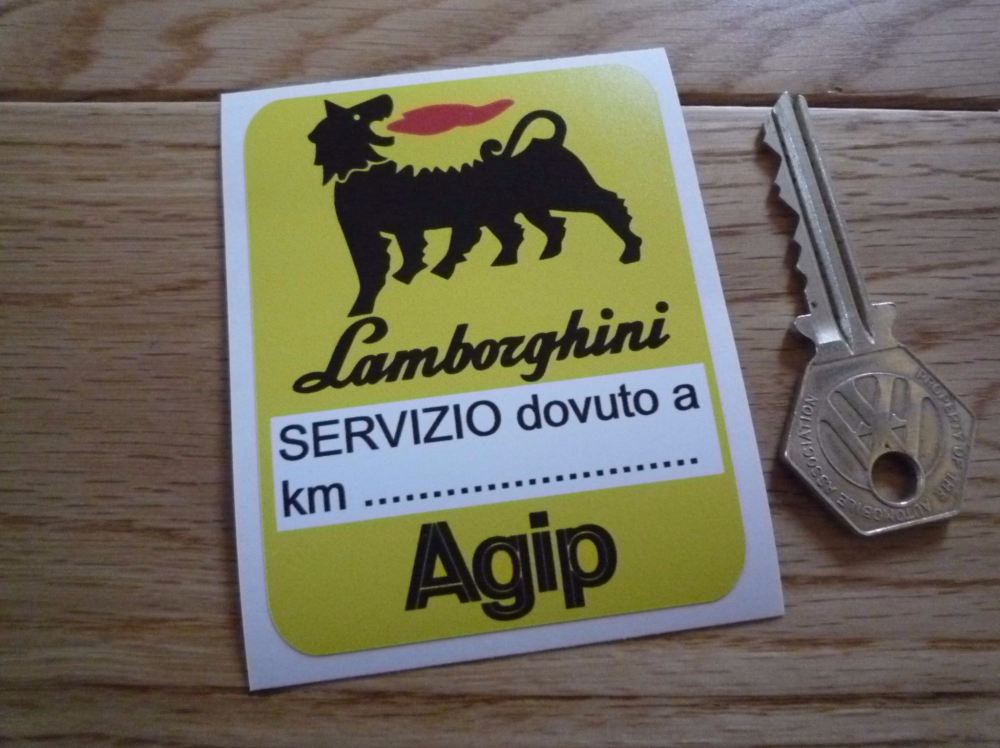 Lamborghini & Agip Yellow Service Sticker. 3".