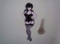 Pin-Up Girl in Stockings & Suspenders Sticker. 4", 6", or 8".