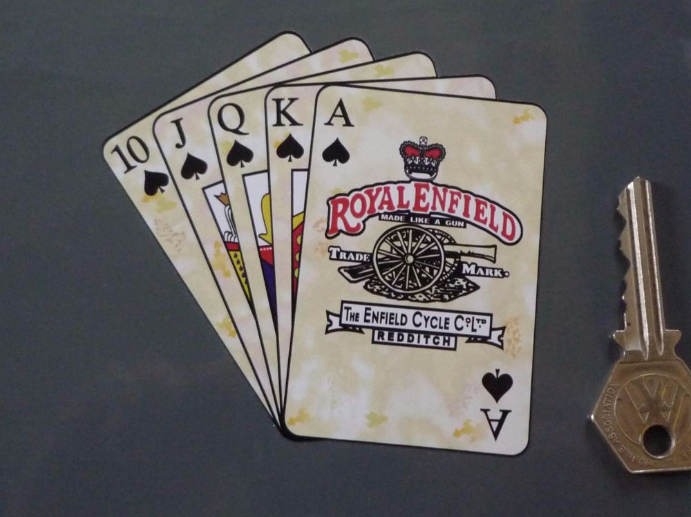Royal Enfield Royal Flush Playing Cards Style Sticker. 4