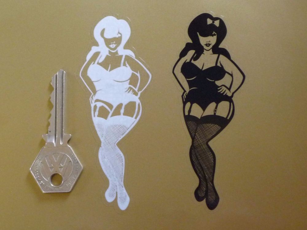 Pin-Up Girl in Stockings & Suspenders Sticker. 4