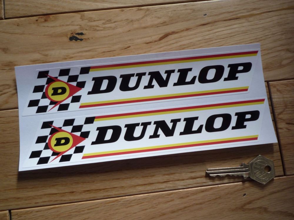 Dunlop Check & Thin Stripes Stickers. 9" Pair.