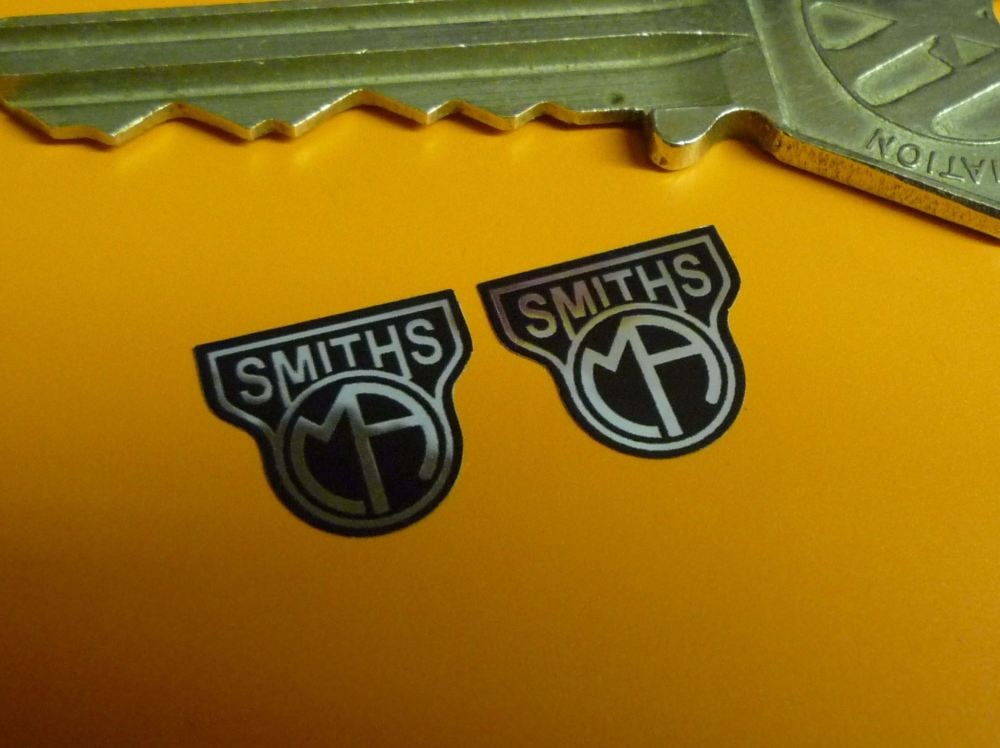 Smiths MA Black & Foil Shaped Heater Label Stickers. 12mm.