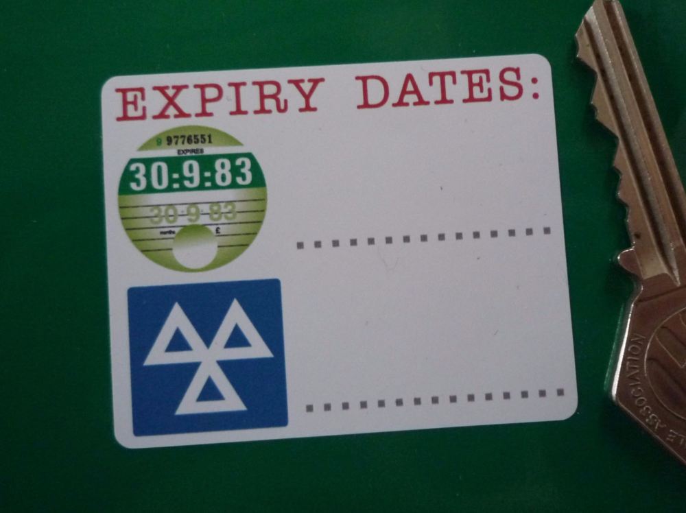 Tax & MOT Expiry Date Reminder Stickers. 2.5" Pair.