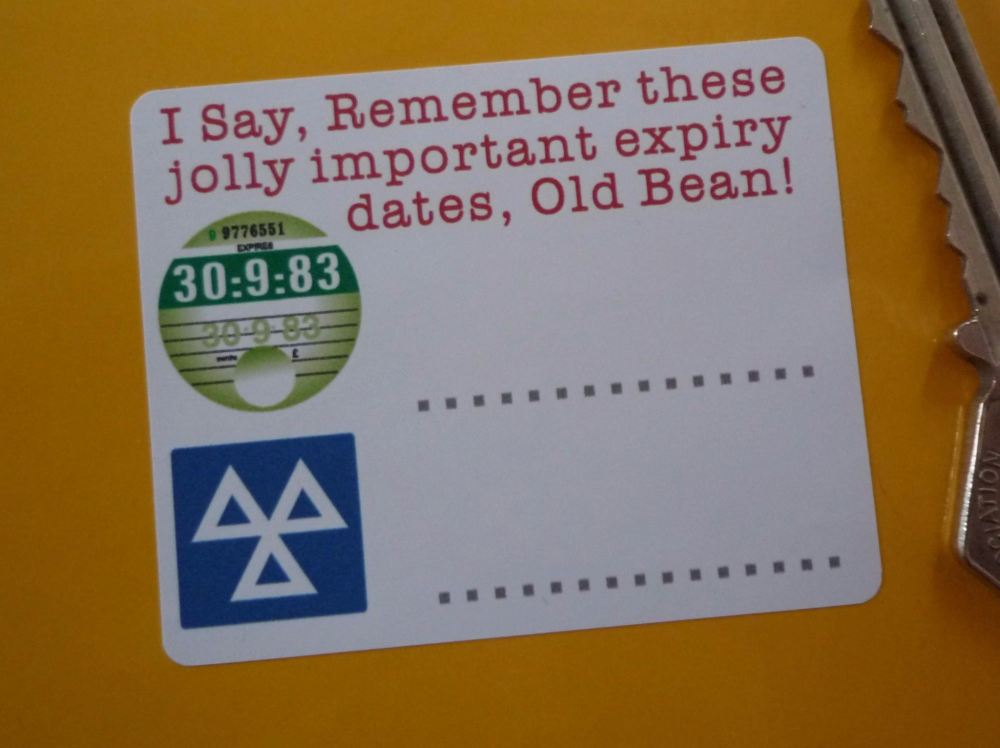 Tax & MOT Jolly Important Expiry Date Reminder Stickers. 2.5" Pair.