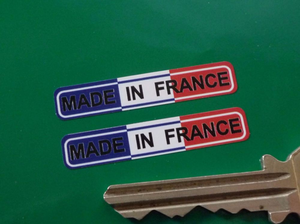 Made in France Tricolore Oblong Stickers. 1.5" Pair.