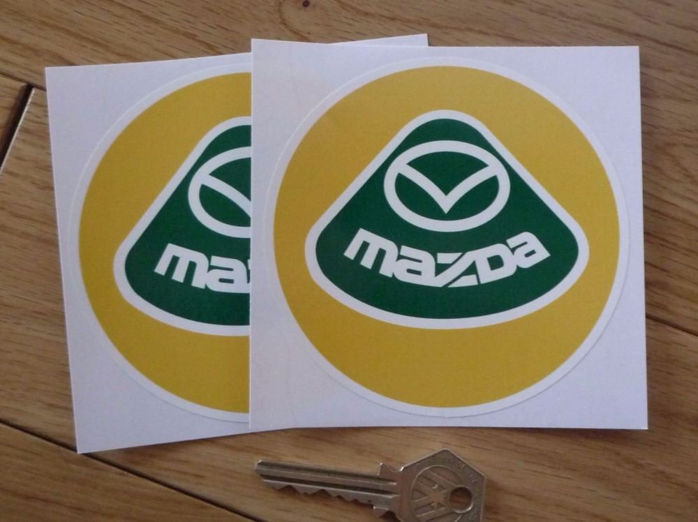 Mazda Lotus Style Logo Circular Stickers. 4" Pair.