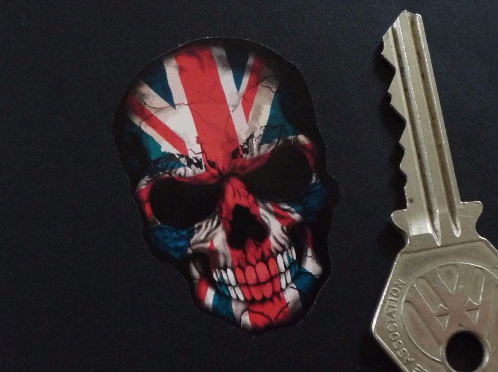 Skull in Union Jack Flag Style Stickers. 2