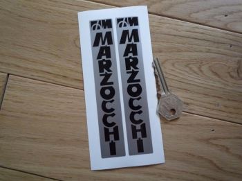 Marzocchi Fork Slider Black & Silver Stickers. 135mm Pair.