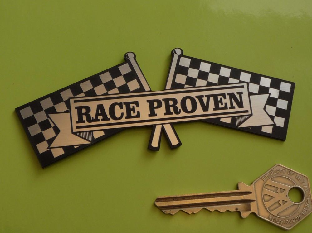 Race Proven Laser Cut Self Adhesive Car or Bike Badge. 2.25" or 4.5".