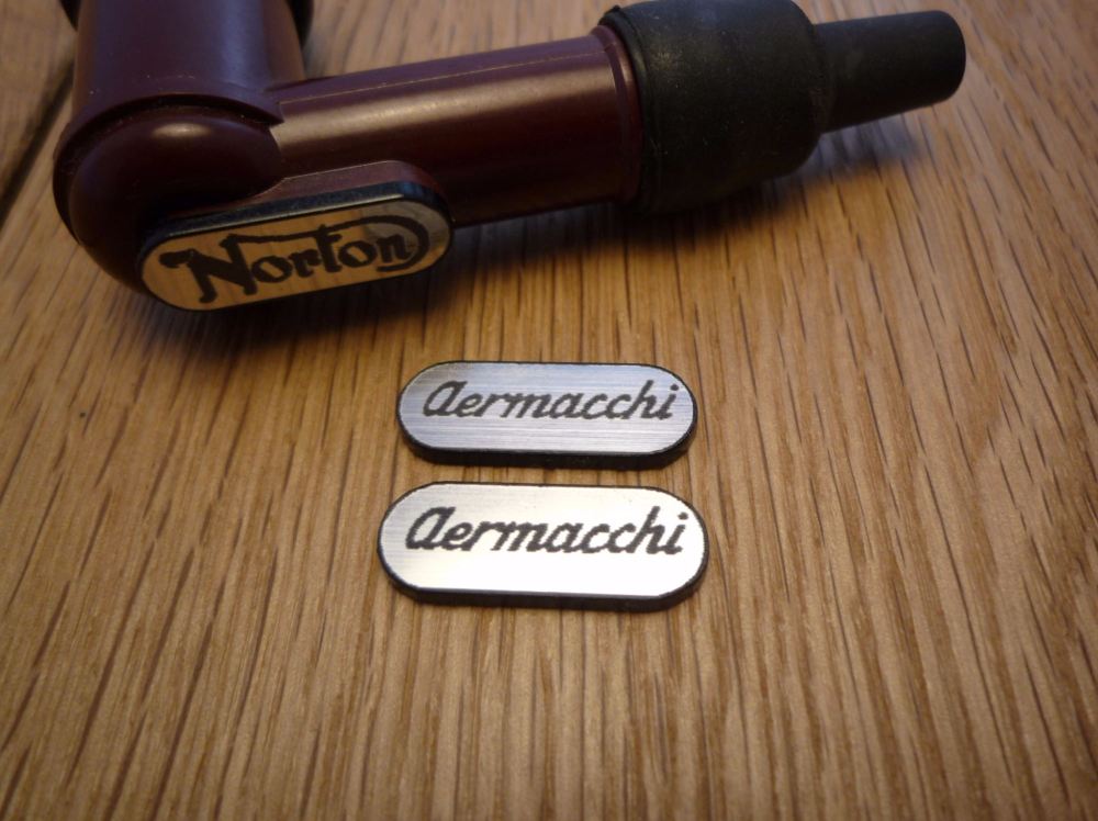 Aermacchi NGK Spark Plug HT Cap Cover Badges. 22mm Pair.