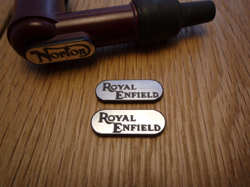 Royal Enfield Spark Plug HT Cap Cover Badges. 22mm Pair.