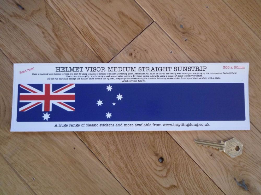 Australia Flag Helmet Visor Straight Sunstrip Sticker. 12". 50mm Tall.