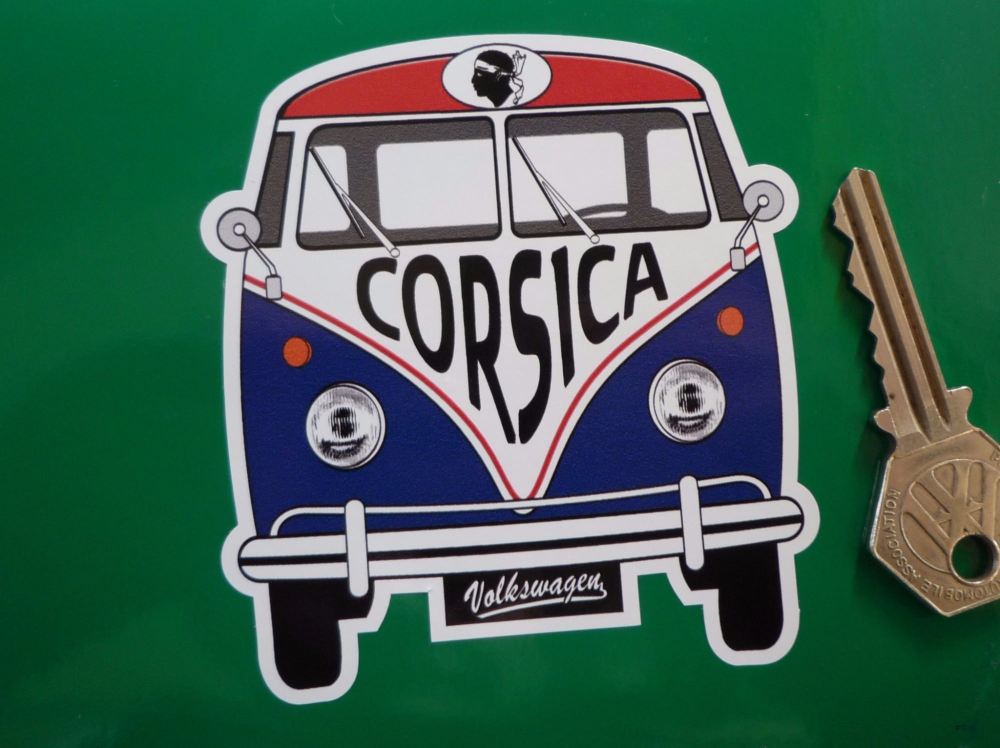 Corsica Volkswagen Campervan Travel Sticker. 3.5