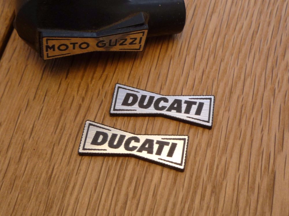 Ducati Champion Spark Plug HT Cap Cover Badges. 29mm Pair.