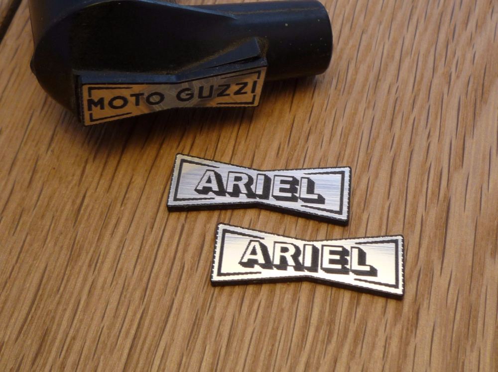 Ariel Champion Spark Plug HT Cap Cover Badges. 29mm Pair.