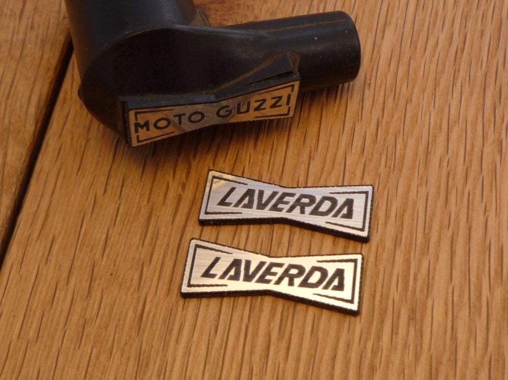 Laverda Champion Spark Plug HT Cap Cover Badges. 29mm Pair.