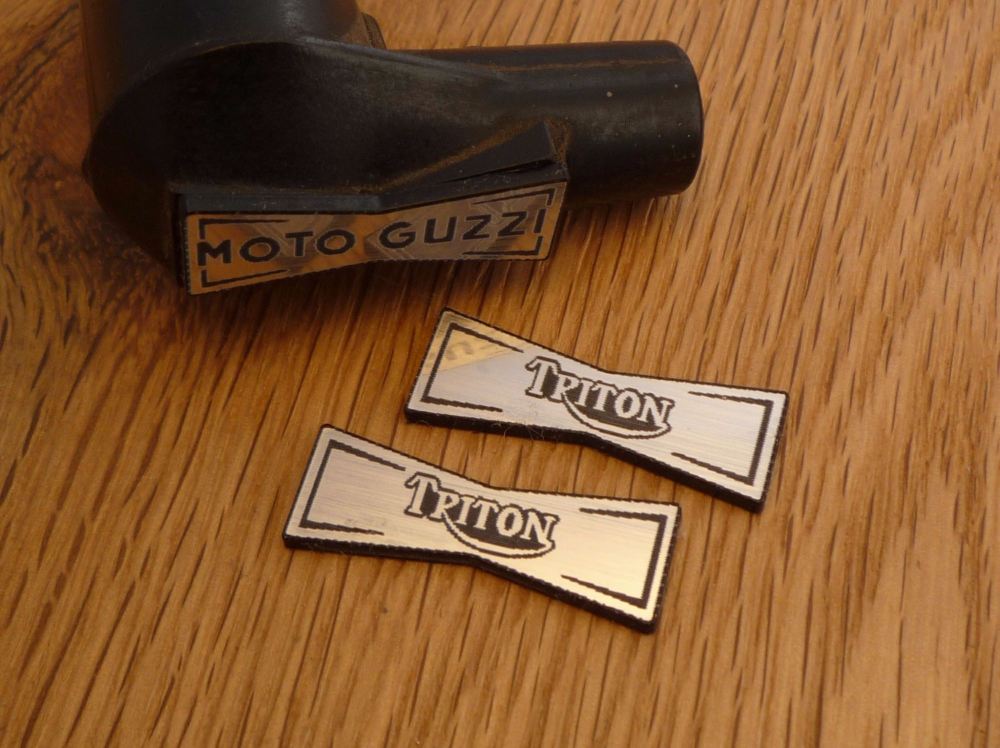 Triton Champion Spark Plug HT Cap Cover Badges. 29mm Pair.
