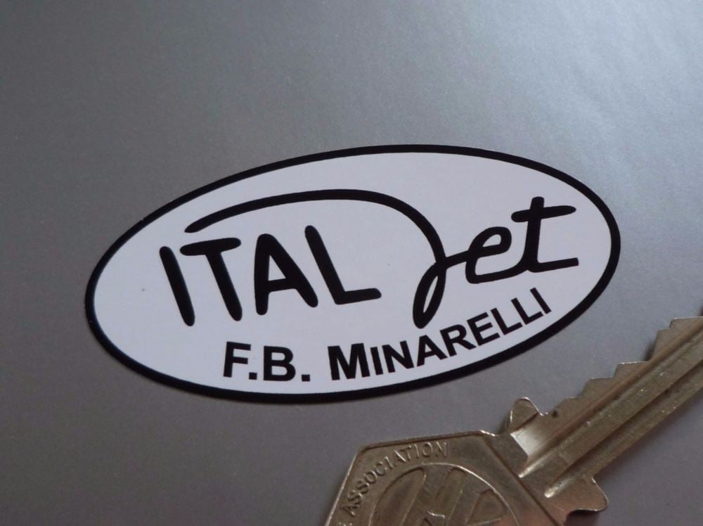 Italjet F.B. Minarelli Black &hite Oval Sticker. 2.5".