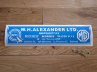 W.H.Alexander Ltd BMC MG Wolseley Morris Vanden Plas Distibutors Dealers Sticker. 8