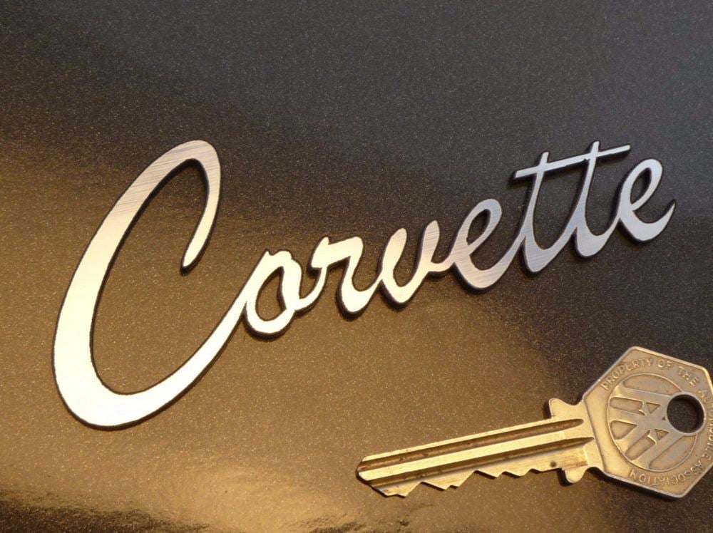 Corvette Script Style Laser Cut Self Adhesive Car Badge. 4.5