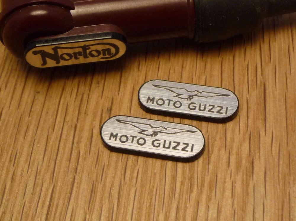 Moto Guzzi NGK Spark Plug HT Cap Cover Badges. 22mm Pair.