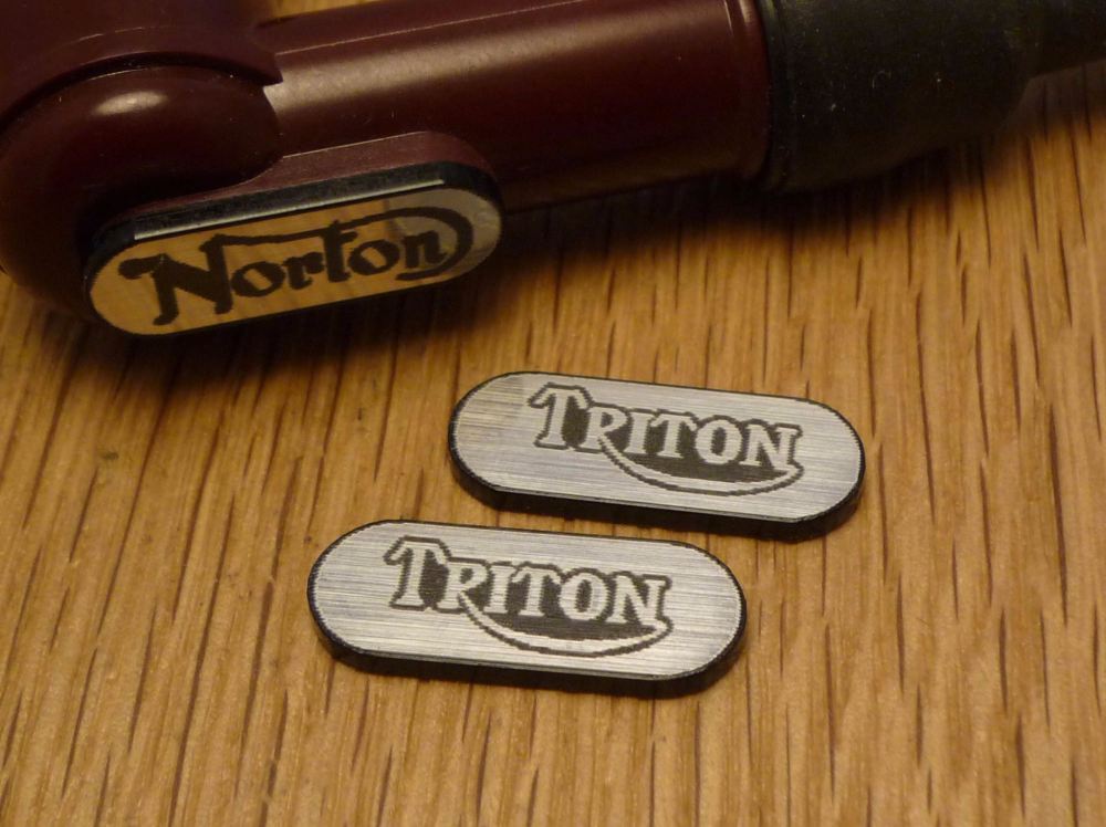 Triton NGK Spark Plug HT Cap Cover Badges. 22mm Pair.