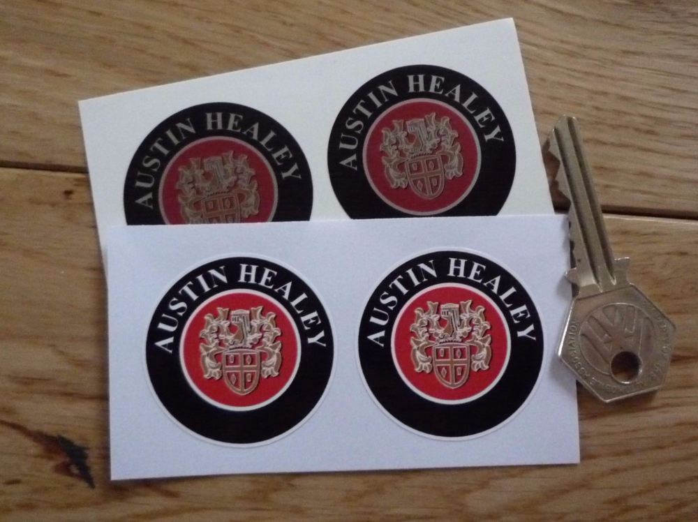 Austin Healey Crest Circular Stickers. 42mm or 55mm Pair.