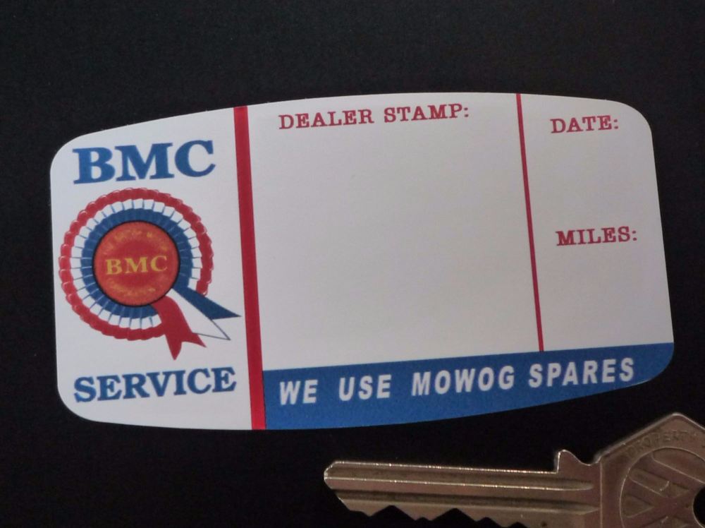 BMC Mowog Spares Dealer Stamp Service Sticker. 3.5