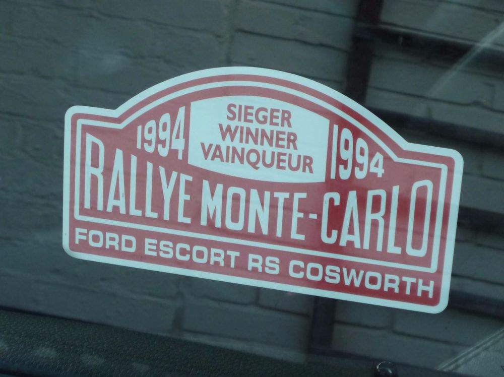 Ford Escort RS Cosworth 1994 Monte Carlo Rally Winner Window Sticker. 5