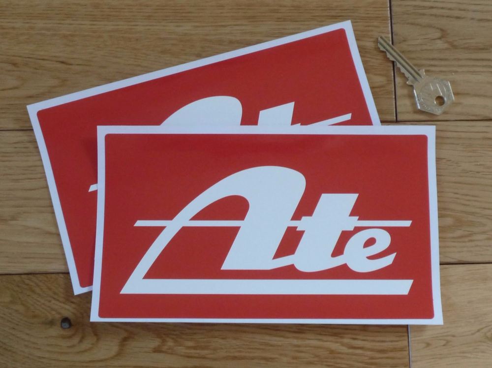 ATE Red Oblong Stickers. 8" Pair.