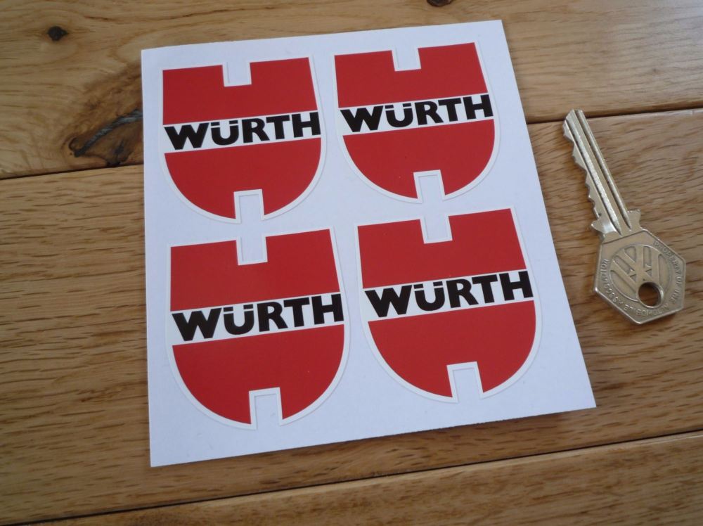 Wurth Shaped Racing Stickers. Set of 4. 50mm.