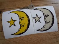 Moon Face & Star Sticker. 4".