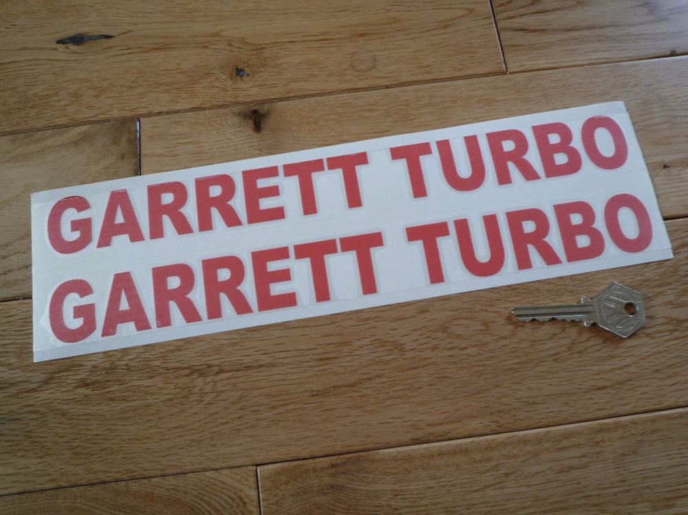 Garrett Turbo Cut Vinyl Text Stickers. 12" Pair.