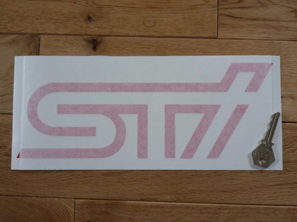 Subaru STi Red Cut Text Sticker. 11".